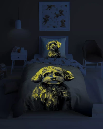 5421 O lenjerie de pat din bumbac Rudy Piesek care strălucește în întuneric Detexpol