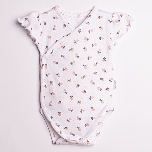 Body din bumbac pentru fetiță cu mânecă scurtă și model floral – Nicol, 220094