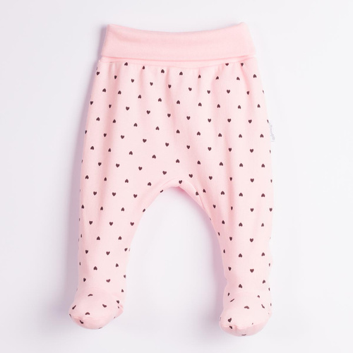 Pantaloni de pijama pentru bebeluși Nicol Tosia 225009 100% bumbac, roz cu inimioare