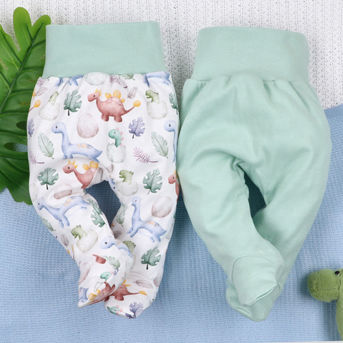 Pijama pentru bebeluși ABN-5572 cu imprimeu Nini pentru dinozauri | Bumbac organic, croială confortabilă