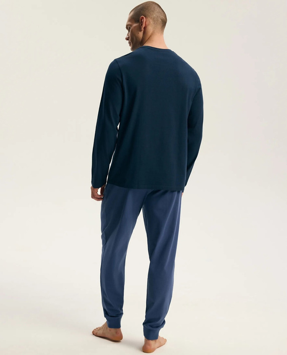 Henderson Fin 45499 Pijamale bărbați lungi 100% bumbac cu imprimeu steel blue
