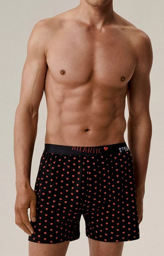 2GMB-011 Pantaloni scurți boxer Atlantic pentru bărbați - bumbac, imprimeu cu inimioare, pachet de 2