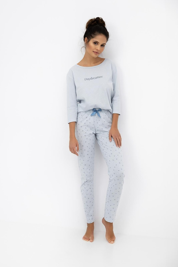 Pijamale Daydreamer Sensis 3/4 pentru femei, albastru porumbel - Set de pijamale din bumbac cu pantaloni lungi