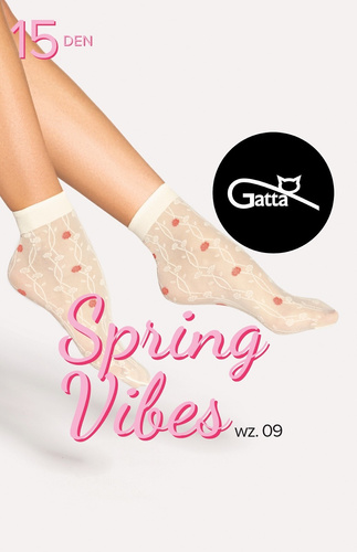 Spring Vibes wz.09 Sosete dama 15 den Gatta -sabbia-red