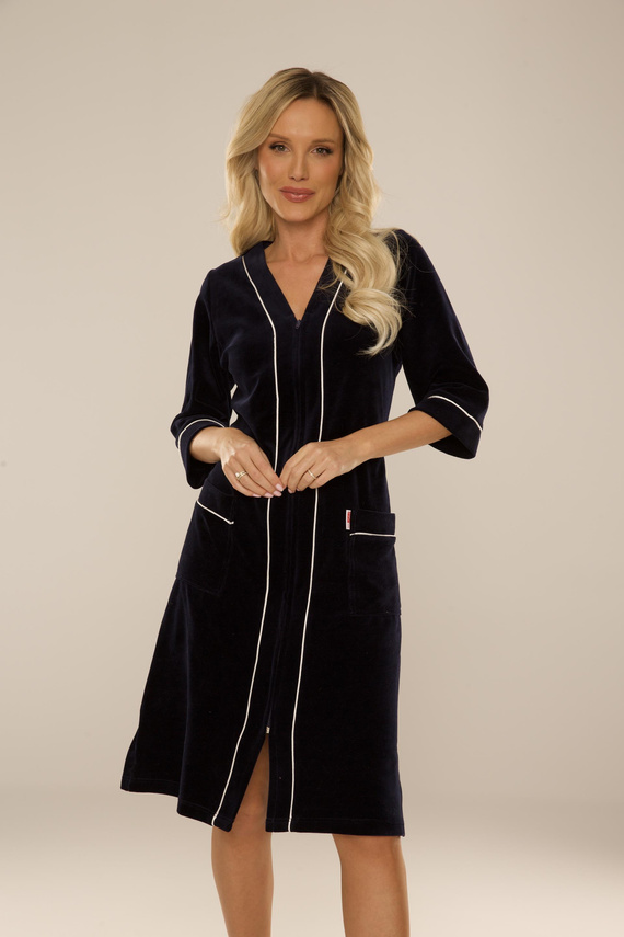 974 / 352 Velour Halat de damă Forex - albastru marin