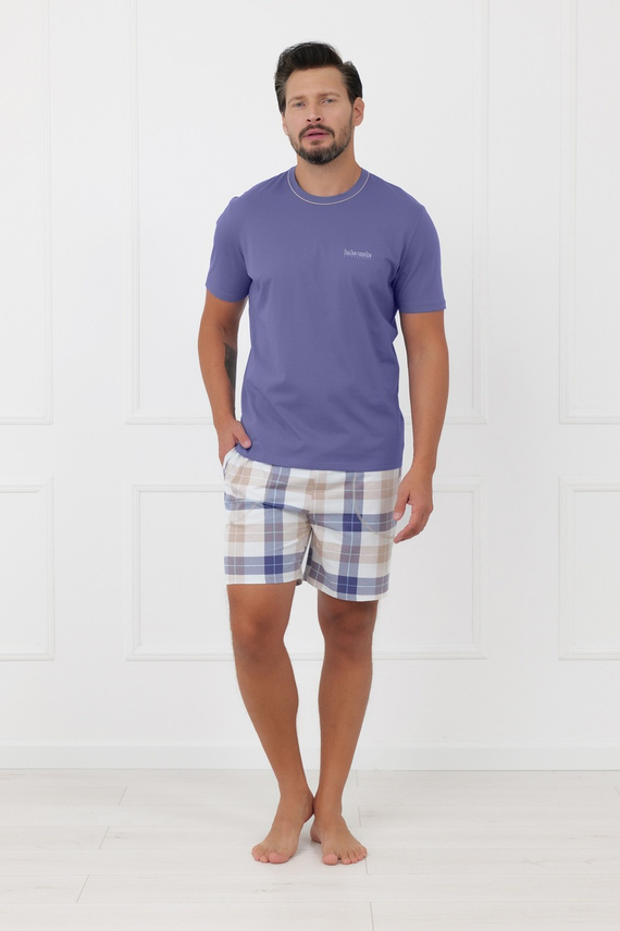 Pijama bărbat Juno Italian Fashion 100% bumbac mânecă scurtă șort
