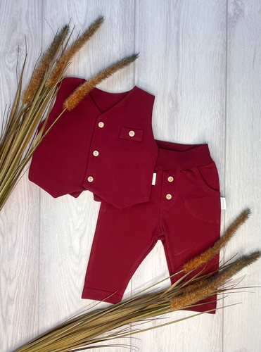 Mamatti KC020 set elegant băiat vestă pantaloni bordo