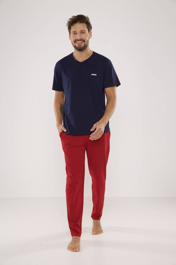 624 Kevin Forex Pijama pentru bărbați - albastru marin-bordeaux