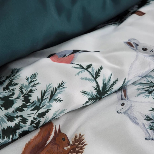 Lenjerie de pat de Craciun din microfibra Roland Eurocurtains - verde, decorata cu un imprimeu fermecator