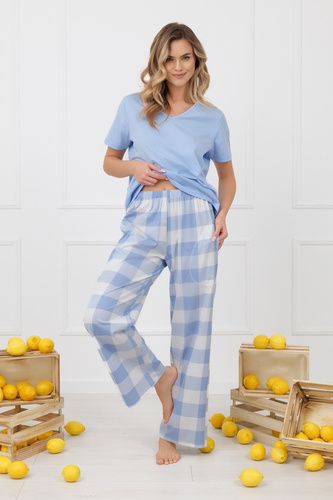 Pijama damă MIKA Italian Fashion 100% bumbac pantaloni lungi