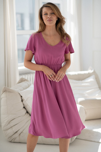Rochie gravide și alăptare Lovely Dress Midi 100% vâscoză Milk&Love rose