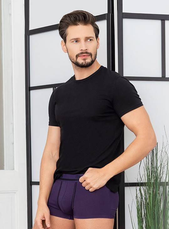Ikar Tricou cu mânecă scurtă pentru bărbați Italian Fashion - negru 