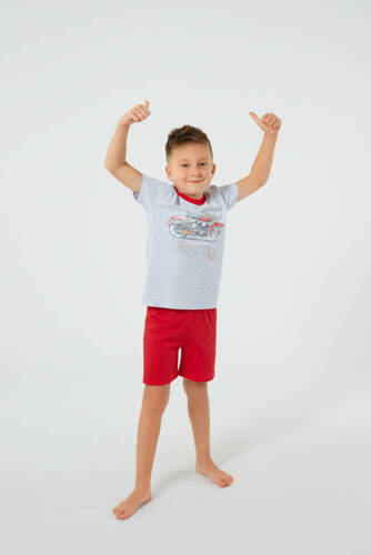 Junak Pijamale pentru băieți cu mânecă scurtă, pantaloni scurți Italian Fashion - j.melange/roșu