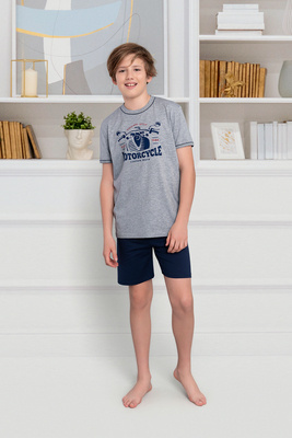 Gibson Boys' pijamale cu mânecă scurtă, pantaloni Italian Fashion- melange