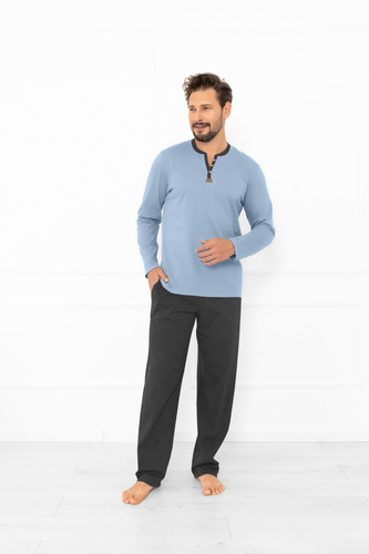 Julius pijamale pentru bărbați Moda italiană din oțel - bumbac, cămașă cu nasturi