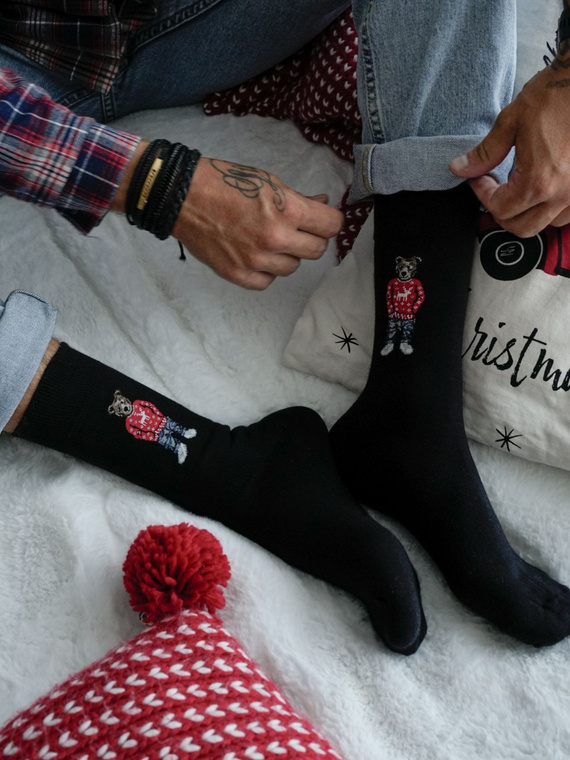 0125.099 Ursuleț în pulover Sosete bărbați Milena - negru