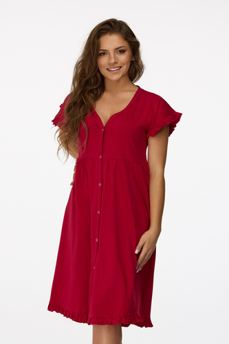 Cămașă de noapte pentru gravide Senizo Burgundy nr. 22 – 100% bumbac, mâneci scurte, capse pentru alăptare