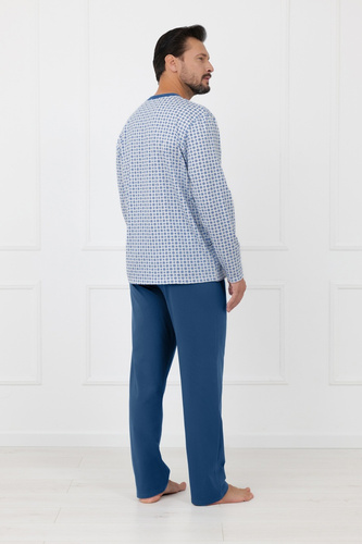 Pijamă bărbați Homer Italian Fashion, bumbac, cu nasturi, lungă