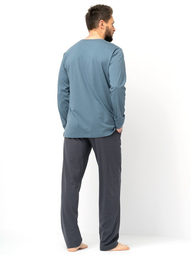 Pijamale bărbați Key MNS 627 gri – bumbac, mâneci lungi, croială clasică