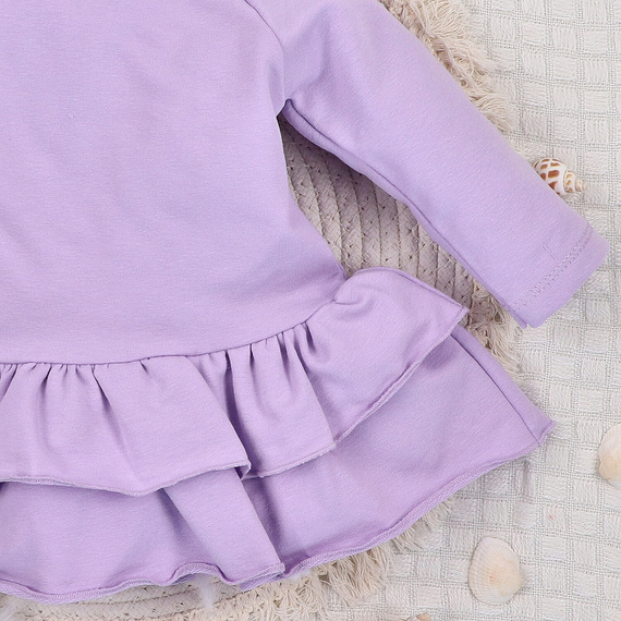 ABN-5487 Rochie pentru bebeluși Underwater World Nini - bumbac organic, violet, mâneci lungi