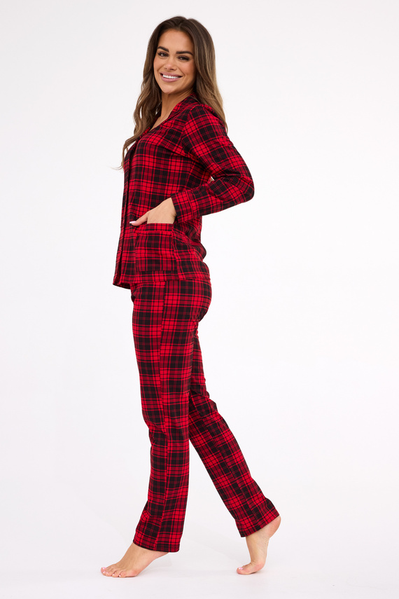482/423 Set de pijamale pentru femei Tracy Cornette – Bluză cu mânecă lungă, în carouri, cu nasturi