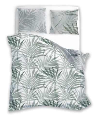 Milargo Verde 004 Lenjerie de pat din satin cu frunze Faro, gri