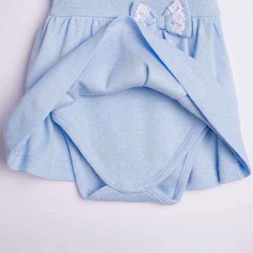 224035 Nicol Rochie-body pentru fete, albastru, 100% bumbac, ajurat