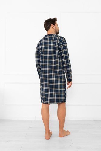 Cămașă de noapte pentru bărbați Andreas - bumbac, mânecă lungă, carouri Italian Fashion