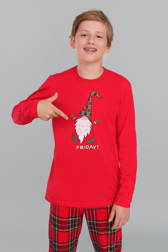 Narvik Pijama pentru băieți Italian Fashion- roșu/print 