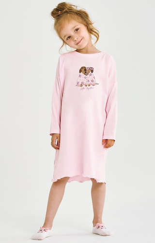 3509 Jasmina Taro roz – cămașă de noapte din bumbac pentru fete cu imprimeu