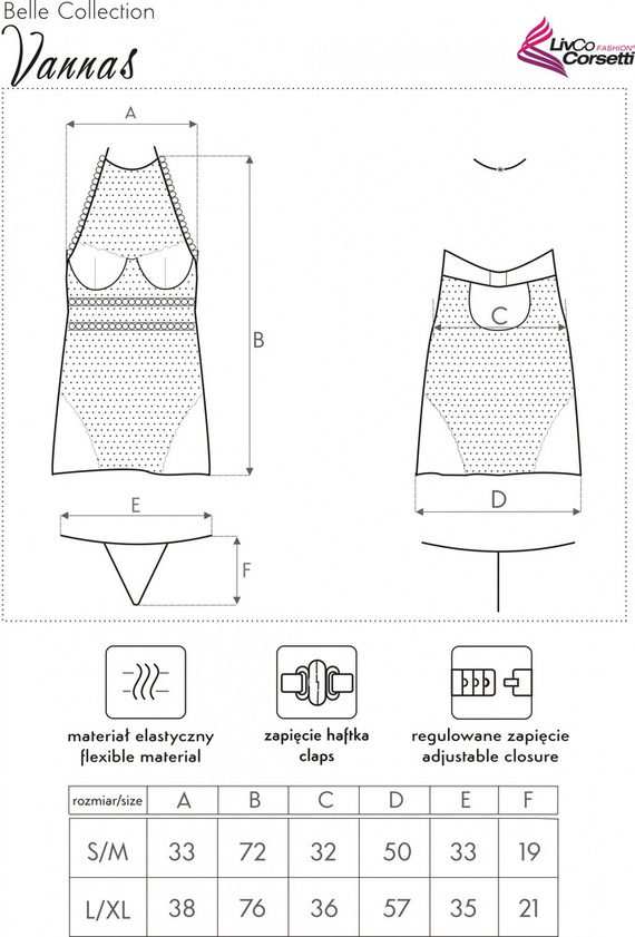 Vannas LC 90609 Komplet, koszulka i stringi LivCo Corsetti Fashion