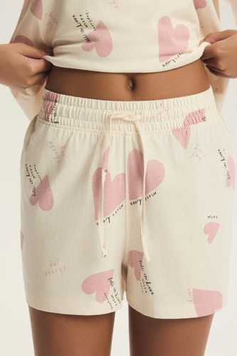 Pijama damă Elain 44498 Henderson – 100% bumbac, șorturi, inimioare