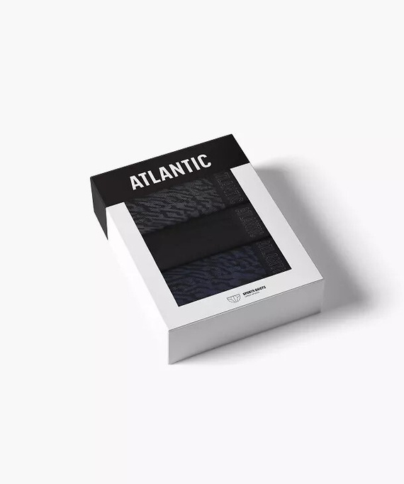 Chiloți bărbați Atlantic 3MP-221 A3 3-pachet – bumbac grafit/negru/indigo