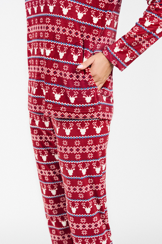 Islanda Fleece Femei Set Italian Fashion - burgundy print