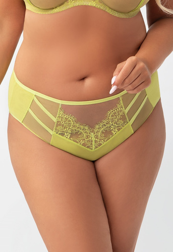 K 497/2 Paradise Gorsenia slip de bikini verde lime cu broderie, lenjerie elegantă