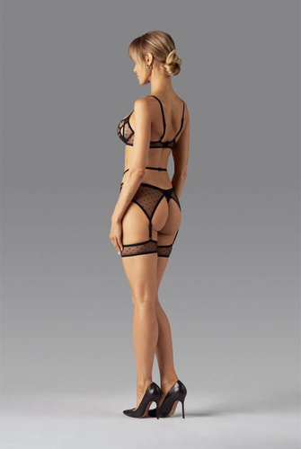 Set de 3 bucăți Nuites Set sutien și tanga Obsessive - negru