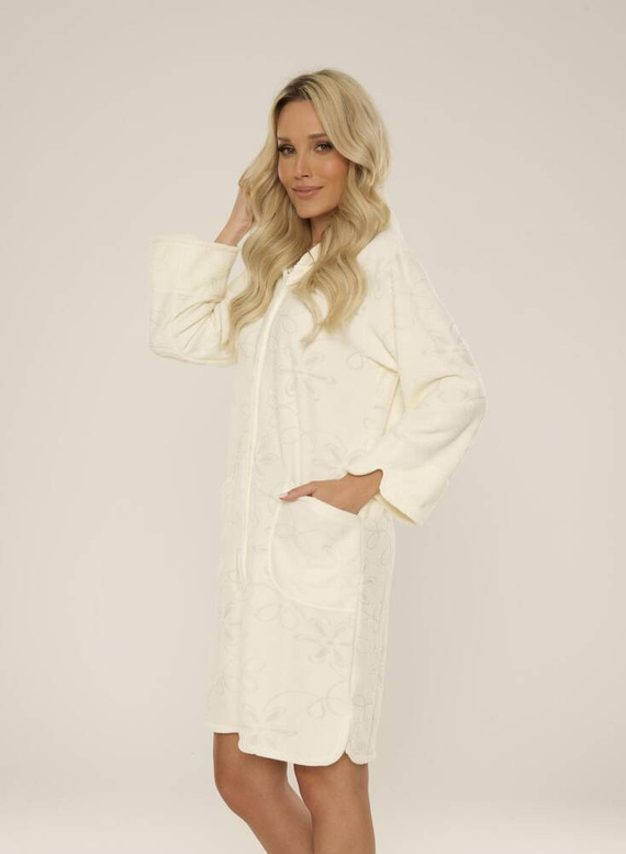 409 Jacquard Short Ladies' Bathrobe De Lafense- ecru