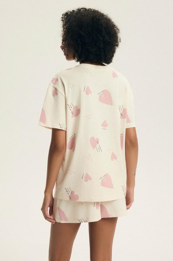 Pijama damă Elain 44498 Henderson – 100% bumbac, șorturi, inimioare