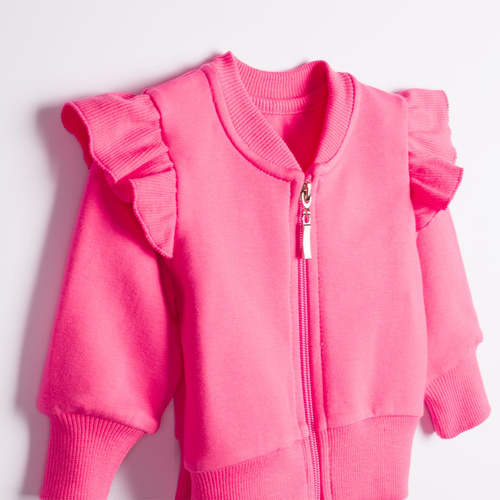 Nicol Tosia 225273 Bluza bomber rozowa pentru fete cu volănașe