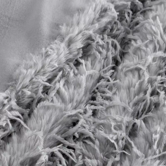 Pătură Adore, cuvertură de pat cu blană, eurodrape, argintie