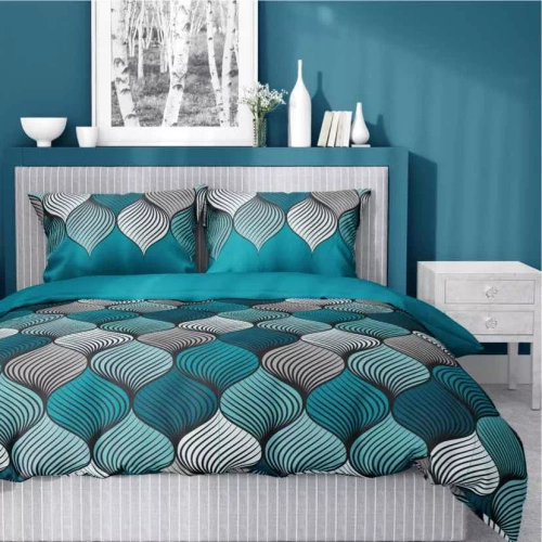 5226 A Lenjerie de pat din satin Mozaic oriental Detexpol turcoaz