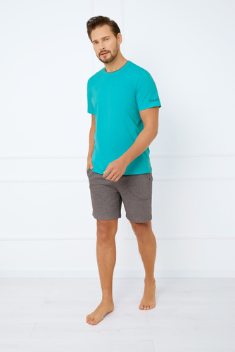 Krystian Pijama cu mânecă scurtă pentru bărbați, pantaloni scurți Italian Fashion - turcoaz