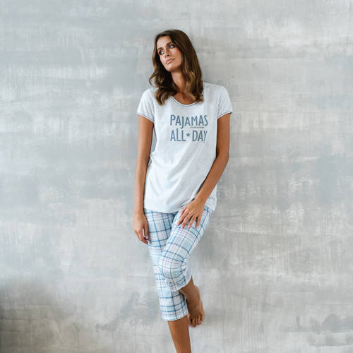 Pijama Glamour pentru femei cu mânecă scurtă și pantaloni 3/4 Italian Fashion - melange/print