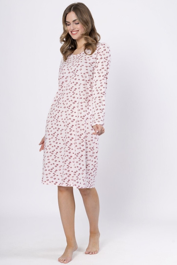 Cămașă de noapte Laveza Gelazja 1625 – bumbac, roz deschis, mâneci lungi