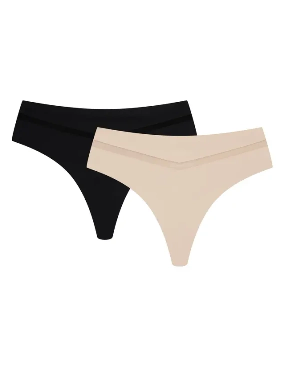 43670 Fleda Tanga de dama pachet de 2 Henderson - negru-bej