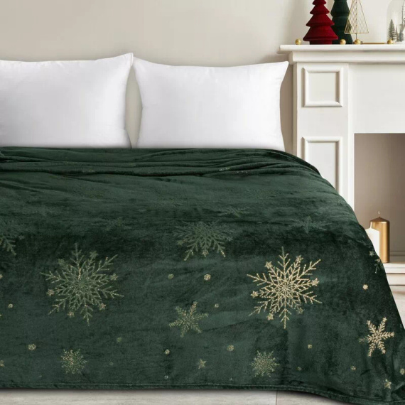 Pătură de Crăciun Eurofirany Verde – Pătură moale din microfibră, 240 g/m²