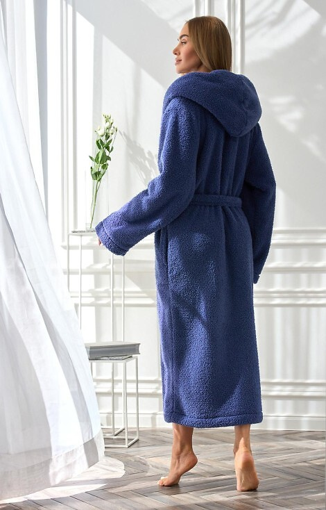 Halat de baie lung cu glugă pentru femei 2556 Heaven L&amp;L - Bleumarin