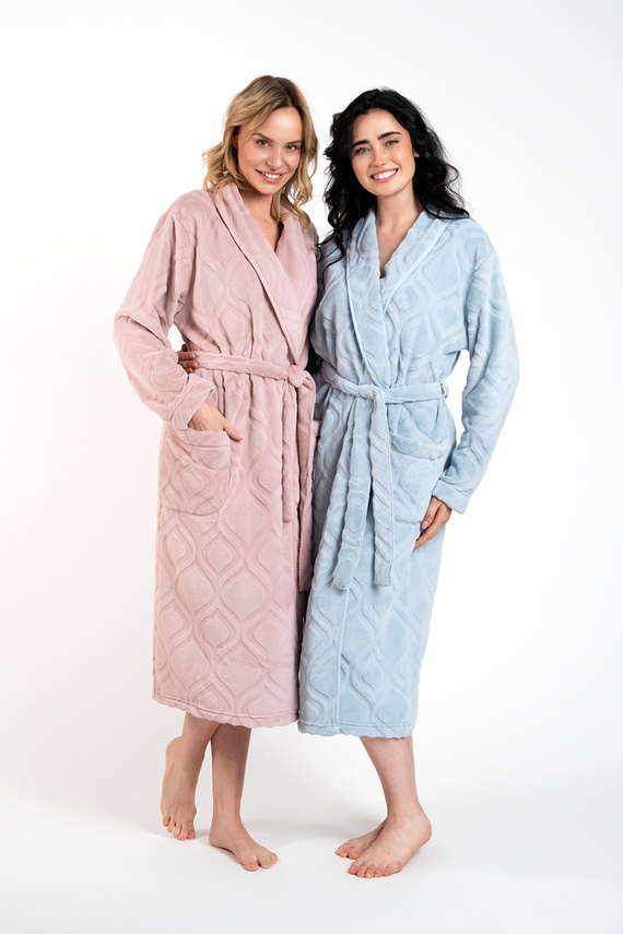 Morena Halat de baie fleece pentru femei Іtalian Fashion - roz pudră 