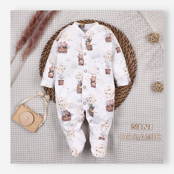 Salopetă Nini 100% Balloon Friends bumbac organic pentru nou-născut