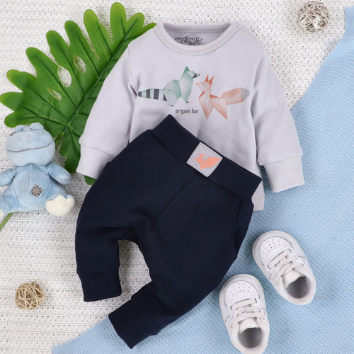 ABN-5393 Pantaloni de trening din bumbac organic Fun Origami Nini, bleumarin